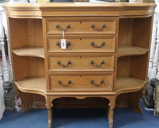 A French pine side cabinet, W.124cm